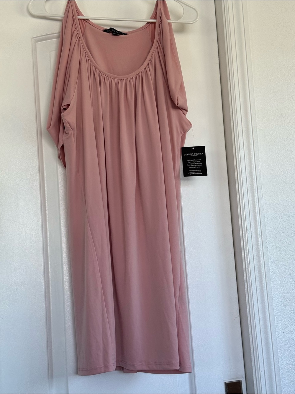Boston Proper Dusty Rose Cold-Shoulder Midi Dress like babydoll style